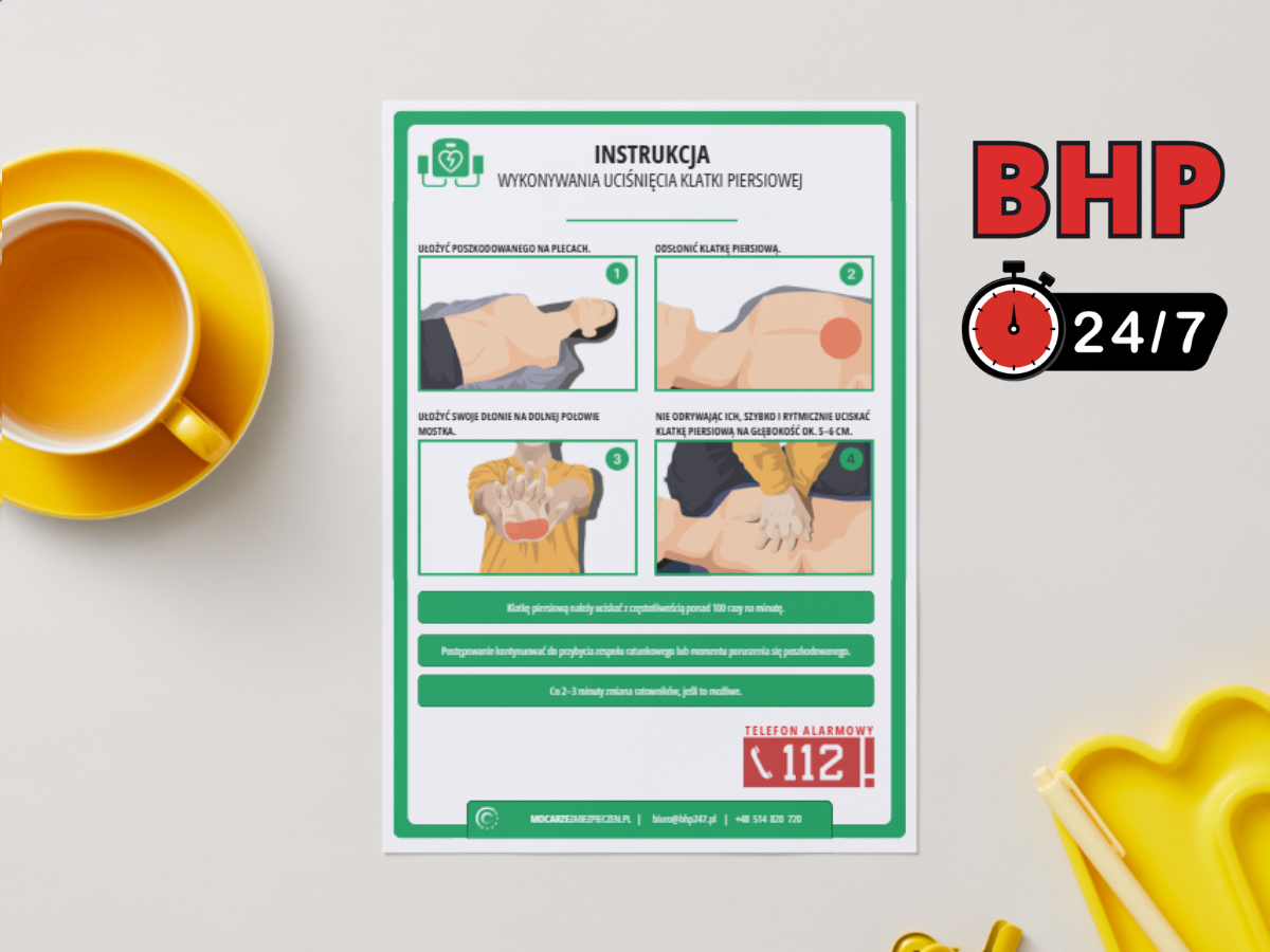 Instrukcja BHP wykonywania uciśnięć klatki piersiowej (standard pdf)